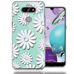 LG Aristo 5/K31/Fortune 3 White Teal Daisies Design Double Layer Phone Case Cover