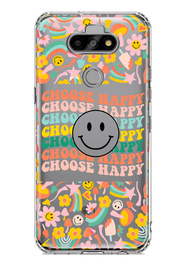 LG Aristo 5 Choose Happy Smiley Face Retro Vintage Groovy 70s Style Hybrid Protective Phone Case Cover