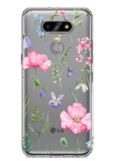 LG Aristo 5 Spring Pastel Wild Flowers Summer Classy Elegant Beautiful Hybrid Protective Phone Case Cover