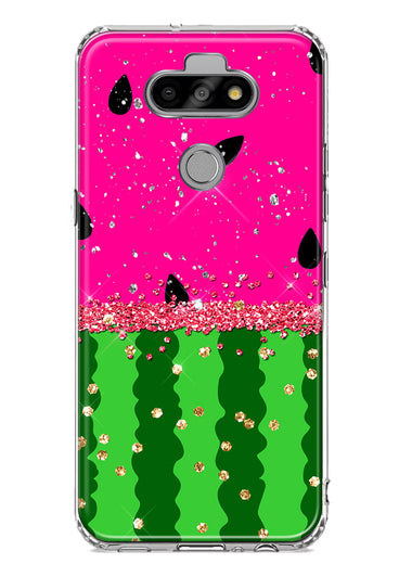 LG Aristo 5 Summer Watermelon Sugar Vacation Tropical Fruit Pink Green Hybrid Protective Phone Case Cover