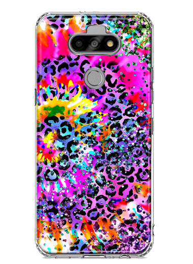 LG Aristo 5 Vibrant Pink Purple Tie Dye Summer Leopard Swirl Rainbow Hybrid Protective Phone Case Cover