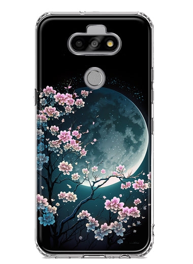 LG Aristo 5 Kawaii Manga Pink Cherry Blossom Full Moon Hybrid Protective Phone Case Cover