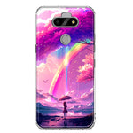 LG Aristo 5 Kawaii Manga Pink Cherry Blossom Japanese Rainbow Girl Hybrid Protective Phone Case Cover
