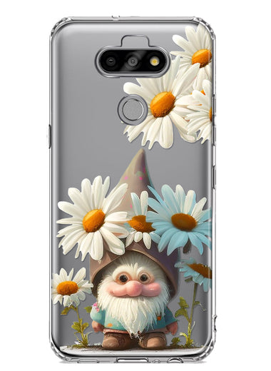 LG Aristo 5 Cute Gnome White Daisy Flowers Floral Hybrid Protective Phone Case Cover