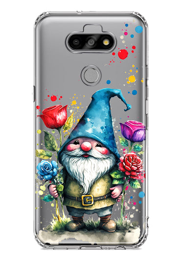 LG Aristo 5 Gnome Red Purple Blue Roses Garden Hybrid Protective Phone Case Cover