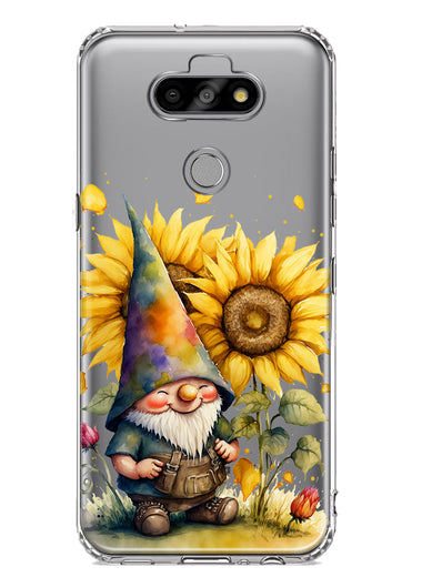 LG Aristo 5 Cute Gnome Sunflowers Clear Hybrid Protective Phone Case Cover