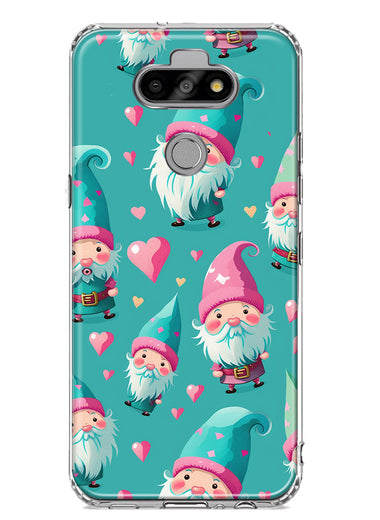 LG Aristo 5 Turquoise Pink Hearts Gnomes Hybrid Protective Phone Case Cover
