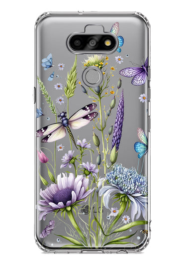 LG Aristo 5 Lavender Dragonfly Butterflies Spring Flowers Hybrid Protective Phone Case Cover