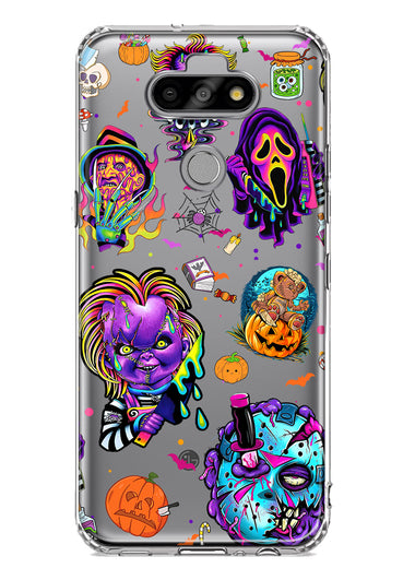 LG Aristo 5 Cute Halloween Spooky Horror Scary Neon Characters Hybrid Protective Phone Case Cover