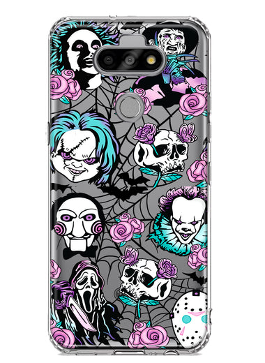 LG Aristo 5 Roses Halloween Spooky Horror Characters Spider Web Hybrid Protective Phone Case Cover