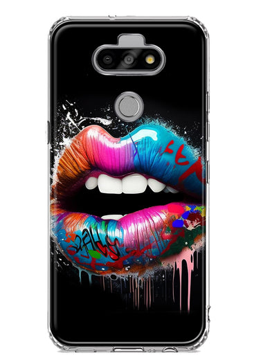 LG Aristo 5 Colorful Lip Graffiti Painting Art Hybrid Protective Phone Case Cover