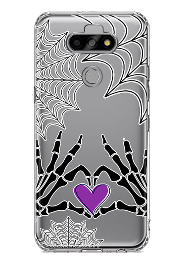 LG Aristo 5 Halloween Skeleton Heart Hands Spooky Spider Web Hybrid Protective Phone Case Cover