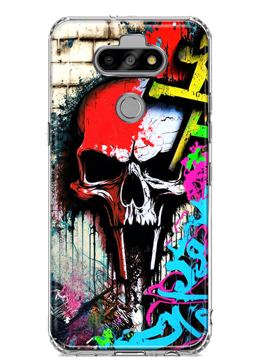 LG Aristo 5 Skull Face Graffiti Painting Art Hybrid Protective Phone Case Cover
