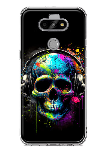LG Aristo 5 Fantasy Skull Headphone Colorful Pop Art Hybrid Protective Phone Case Cover