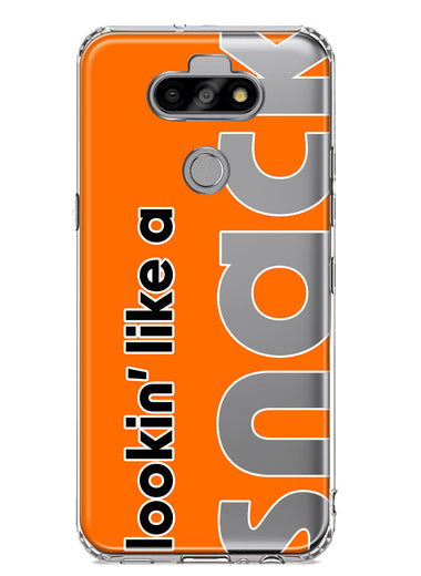 LG Aristo 5 Orange Clear Funny Text Quote Snack Hybrid Protective Phone Case Cover