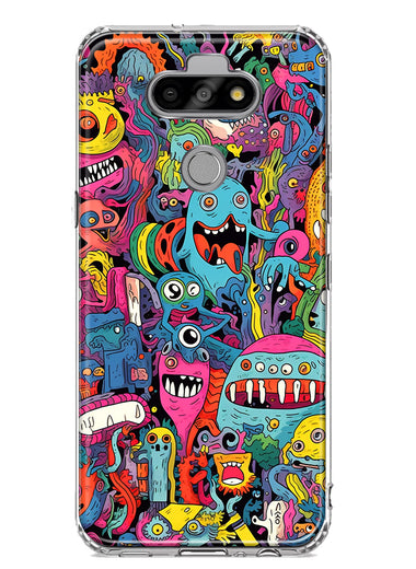 LG Aristo 5 Psychedelic Trippy Happy Aliens Characters Hybrid Protective Phone Case Cover