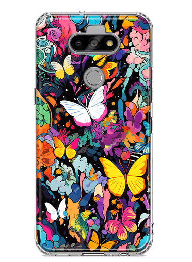 LG Aristo 5 Psychedelic Trippy Butterflies Pop Art Hybrid Protective Phone Case Cover