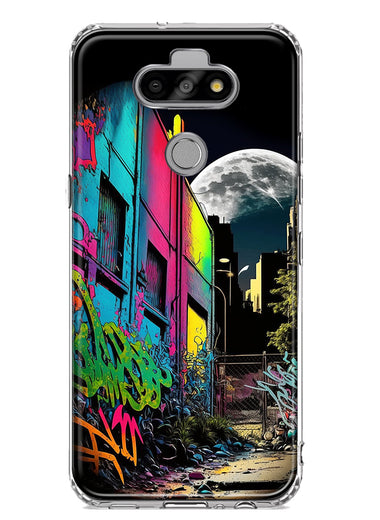 LG Aristo 5 Urban City Full Moon Graffiti Painting Art Hybrid Protective Phone Case Cover
