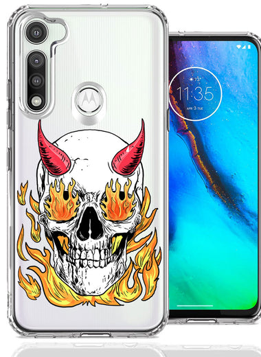 Motorola Moto G Fast Flamming Devil Skull Design Double Layer Phone Case Cover