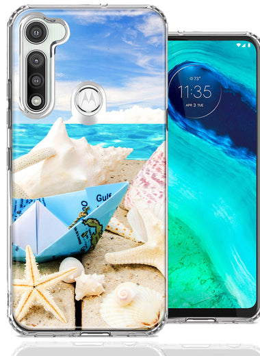 Motorola Moto G Fast Beach Paper Boat Design Double Layer Phone Case Cover