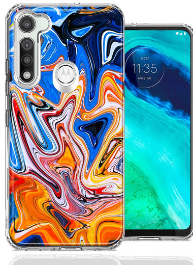 Motorola Moto G Fast Blue Orange Abstract Design Double Layer Phone Case Cover