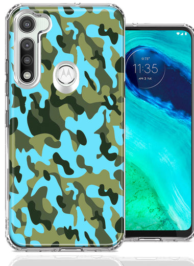 Motorola Moto G Fast Blue Green Camo Design Double Layer Phone Case Cover