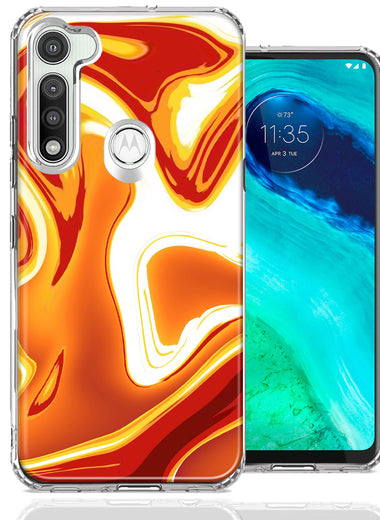 Motorola Moto G Fast Orange White Abstract Design Double Layer Phone Case Cover
