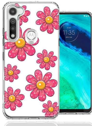 Motorola Moto G Fast Pink Daisy Flower Design Double Layer Phone Case Cover