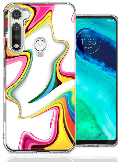 Motorola Moto G Fast Rainbow Abstract Design Double Layer Phone Case Cover