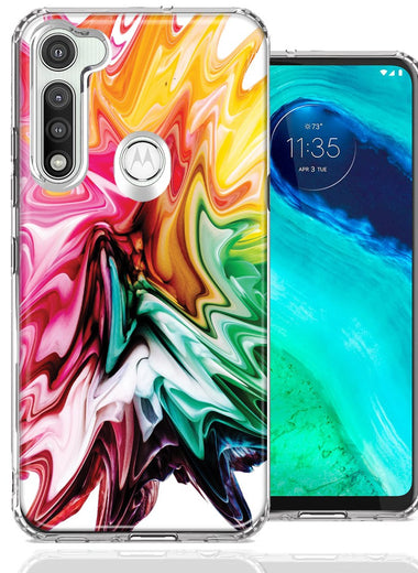 Motorola Moto G Fast Rainbow Flower Abstract Design Double Layer Phone Case Cover