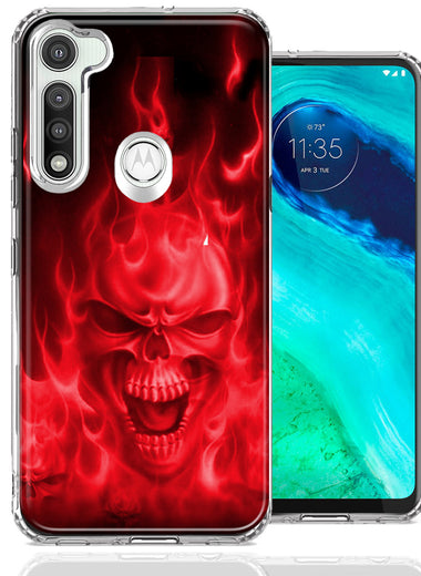 Motorola Moto G Fast Red Flaming Skull Design Double Layer Phone Case Cover