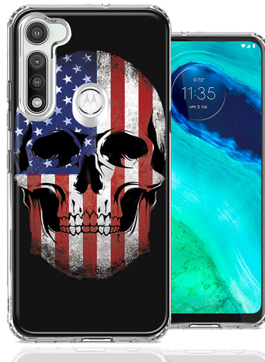 Motorola Moto G Fast US Flag Skull Double Layer Phone Case Cover