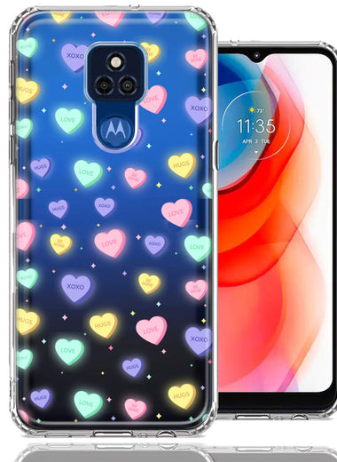 Motorola Moto G Play 2021 Valentine's Day Heart Candies Polkadots Design Double Layer Phone Case Cover