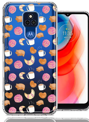 Motorola Moto G Play 2021 Mexican Pan Dulce Cafecito Coffee Concha Polka Dots Double Layer Phone Case Cover