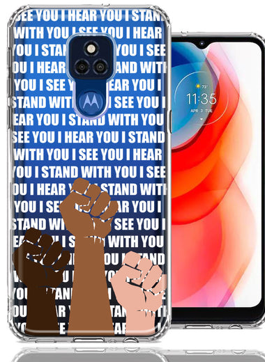 Motorola Moto G Play 2021 BLM Equality Stand With You Double Layer Phone Case Cover
