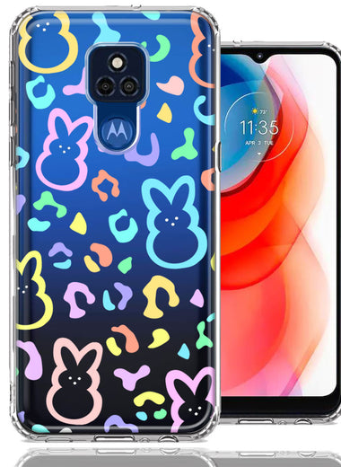 Motorola Moto G Play 2021 Leopard Easter Bunny Candy Colorful Rainbow Double Layer Phone Case Cover