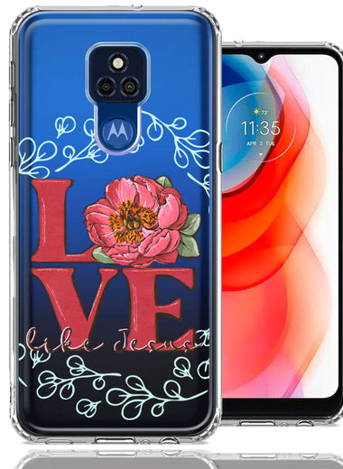 Motorola Moto G Play 2021 Love Like Jesus Flower Text Christian Double Layer Phone Case Cover