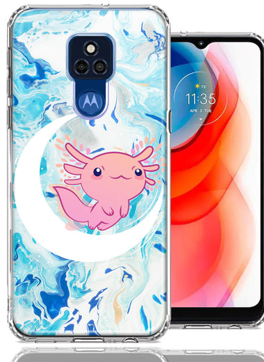 Motorola Moto G Play 2021 Pink Axolotl Moon Mable Design Double Layer Phone Case Cover