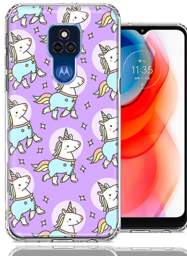 Motorola Moto G Play 2021 Cute Unicorns Purple Design Double Layer Phone Case Cover