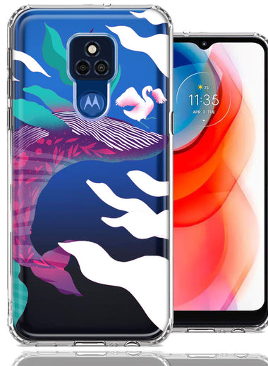 Motorola Moto G Play 2021 Mystic Floral Whale Design Double Layer Phone Case Cover