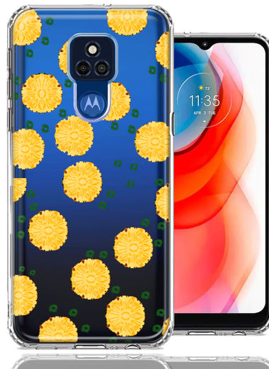 Motorola Moto G Play 2021 Tropical Pineapples Polkadots Design Double Layer Phone Case Cover