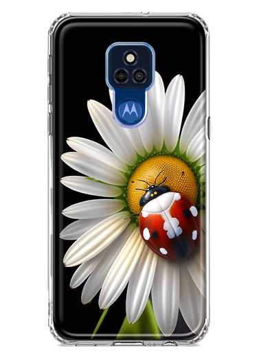 Motorola Moto G Play 2021 Cute White Daisy Red Ladybug Double Layer Phone Case Cover