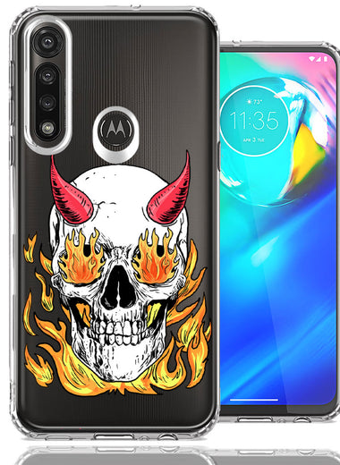 Motorola Moto G Power Flamming Devil Skull Design Double Layer Phone Case Cover