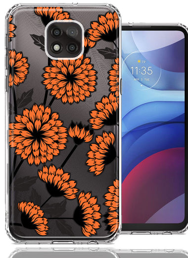 Motorola Moto G Power 2021 Orange Chrysanthemum Flowers Design Double Layer Phone Case Cover