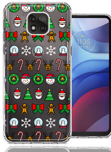 Motorola Moto G Power 2021 Classic Christmas Polka Dots Santa Snowman Reindeer Candy Cane Design Double Layer Phone Case Cover