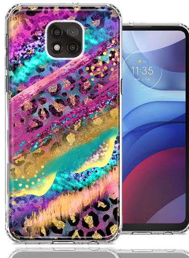 Motorola Moto G Power 2021 Leopard Paint Colorful Beautiful Abstract Milkyway Double Layer Phone Case Cover
