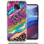 Motorola Moto G Power 2021 Leopard Paint Colorful Beautiful Abstract Milkyway Double Layer Phone Case Cover