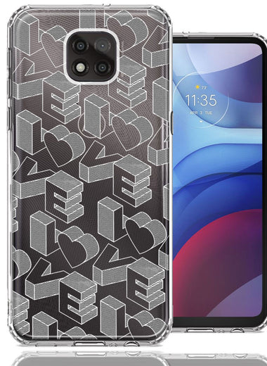 Motorola Moto G Power 2021 3D Love Letters Hearts Valentine's Day Double Layer Phone Case Cover