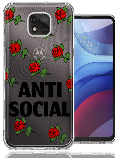 Motorola Moto G Power 2021 Anti Social Roses Design Double Layer Phone Case Cover