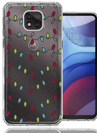 Motorola Moto G Power 2021 Vintage Christmas Lights Design Double Layer Phone Case Cover